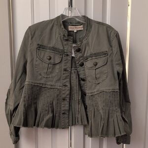 Free People Sage Green Pleated Jacket